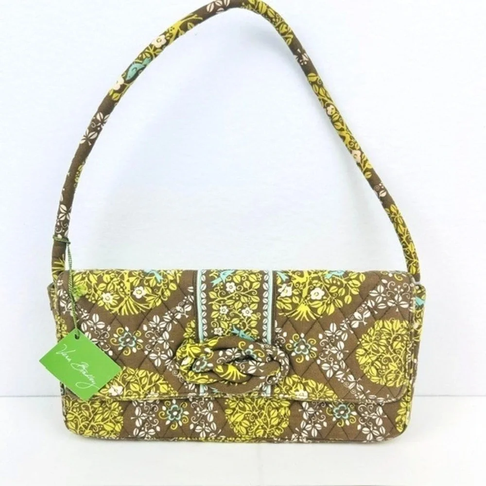 NWT Vera Bradley Knot Just a Clutch Women OS Brown Sittin in a Tree Bird Quilted